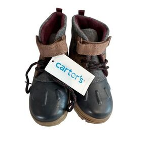 Carters Boys Fall/Winter Lace Up & Strap Boots Wool Size‎ 10 Brand New With Tag